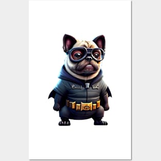 Cute Pug in Bat Costume - Adorable Pug in Bat Suit Design Posters and Art